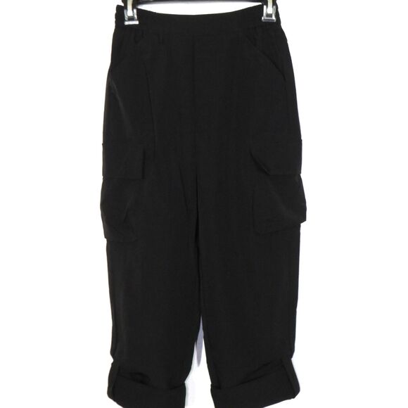 Halara Black Lightweight Nylon Blend High Waist Pull On Crop Cargo Pants Size XS - Picture 10 of 13